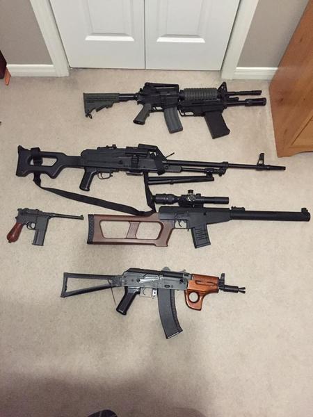 G&G Cm16-PPS XM26 shotgun
A&K PKM
KWC Mauser c96
AY VSS Vintorez
G&G AKMsu